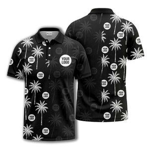 palm trees & custom logo circle repeat graphic polo shirt