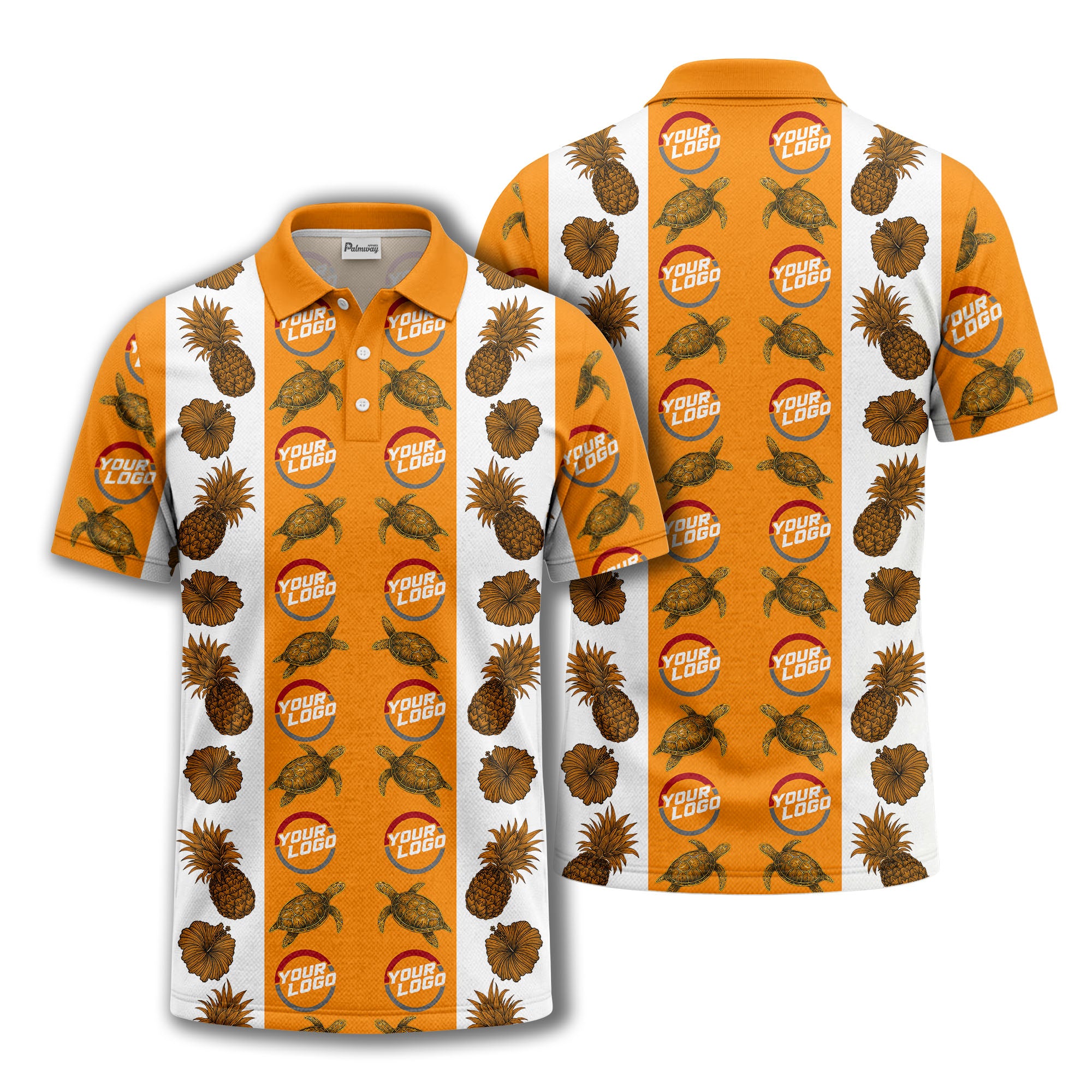 pineapple sea turtle hibiscus custom logo polo shirt