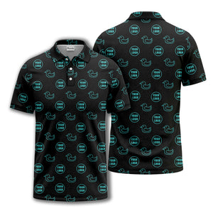 rubber duck & custom logo circle pattern polo shirt for men