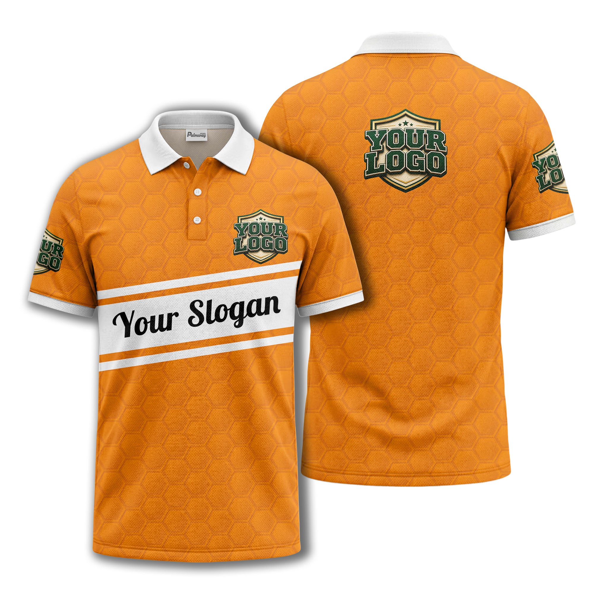 shield logo stars hexagon pattern polo shirt for men