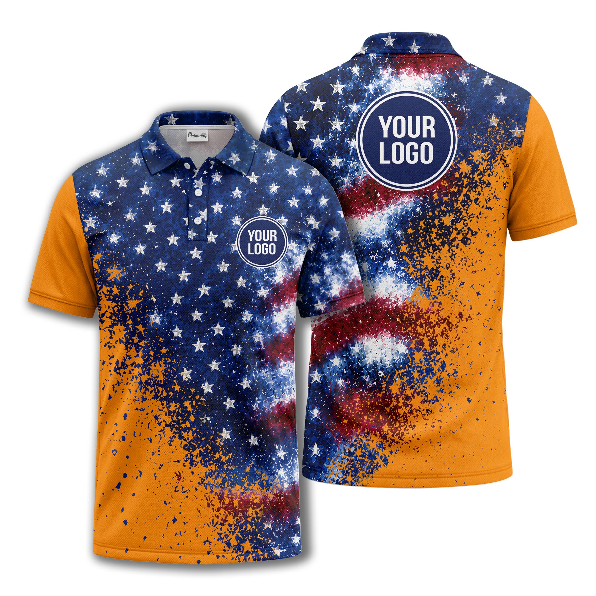 stars & stripes american flag all over print polo shirt
