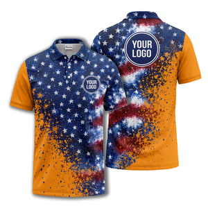 stars & stripes american flag all over print polo shirt